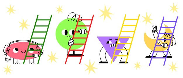 Mascotas geométricas lindas aisladas en blanco