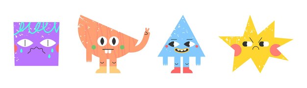 Mascotas geométricas lindas aisladas en blanco