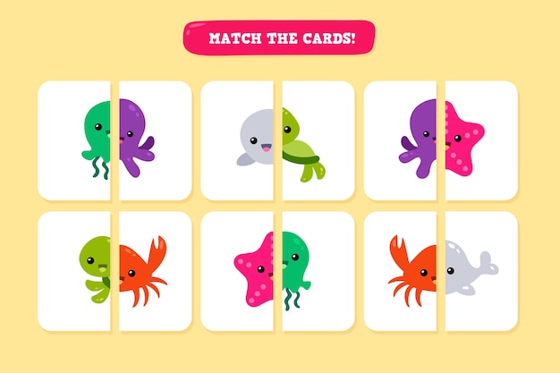 Vector gratuito match juego para niños ilustración