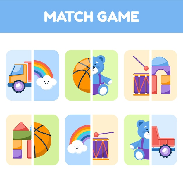 Vector gratuito match juego para niños ilustración