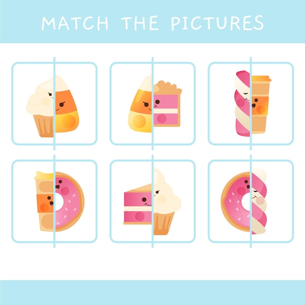 Vector gratuito match juego para niños ilustración