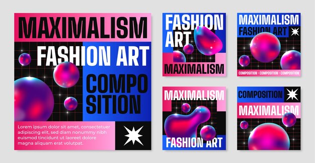 Maximalismo en el diseño de plantillas de publicaciones de Instagram