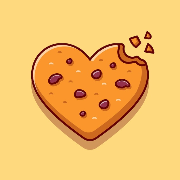 Vector gratuito me encanta la ilustración de icono de dibujos animados de galletas de chocolate.