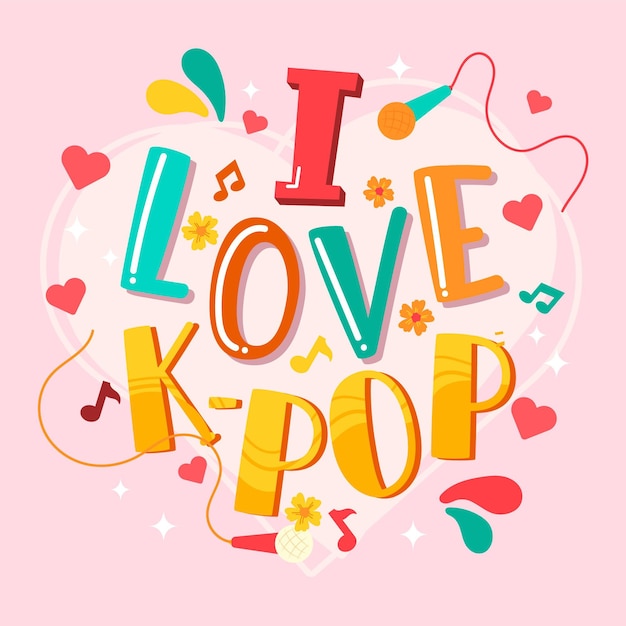 Vector gratuito me encantan las letras de música k-pop