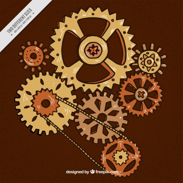 Mecanismo steampunk dibujado a mano