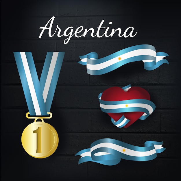 Medalla de oro y colección de lazos de argentina