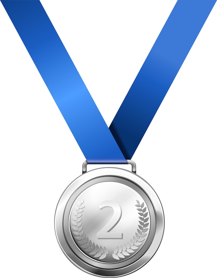 Vector gratuito medalla de plata con cinta azul