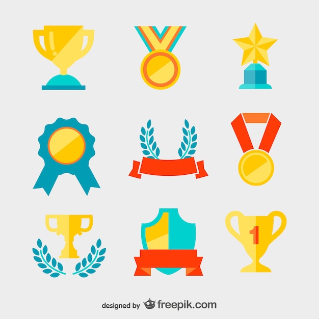 Vector gratuito medallas de oro y trofeos