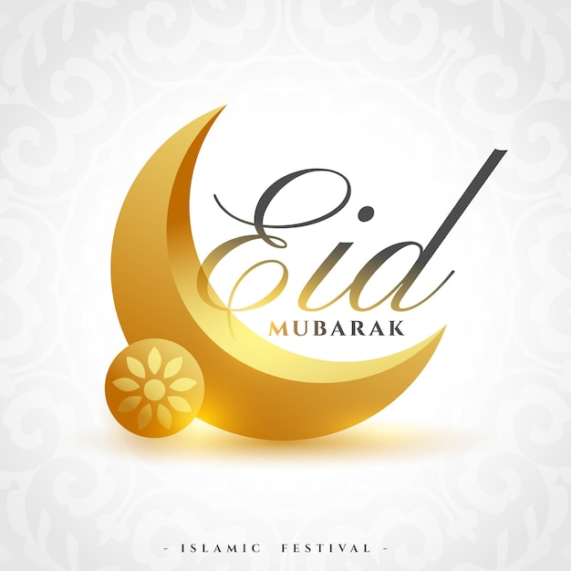 Vector gratuito media luna dorada de estilo 3d para la celebración del eid mubarak