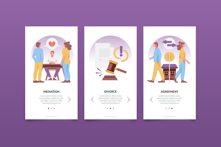 Vector gratuito mediación de divorcio - pantallas de incorporación