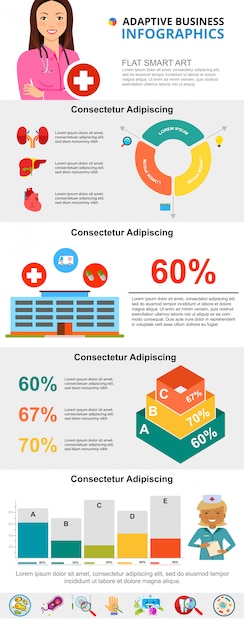 Medicina colorida o conjunto de gráficos infográficos de salud