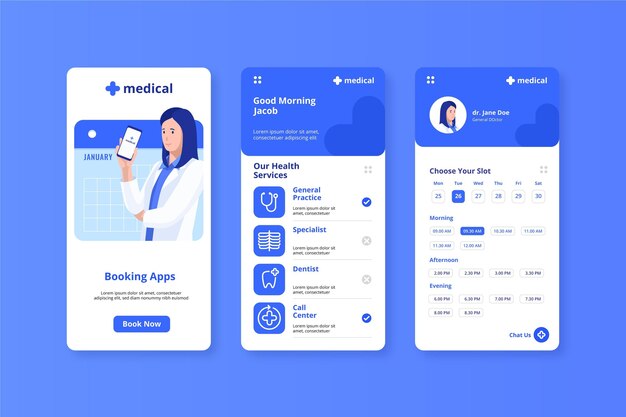 Médico de la aplicación de reservas médicas con teléfono móvil