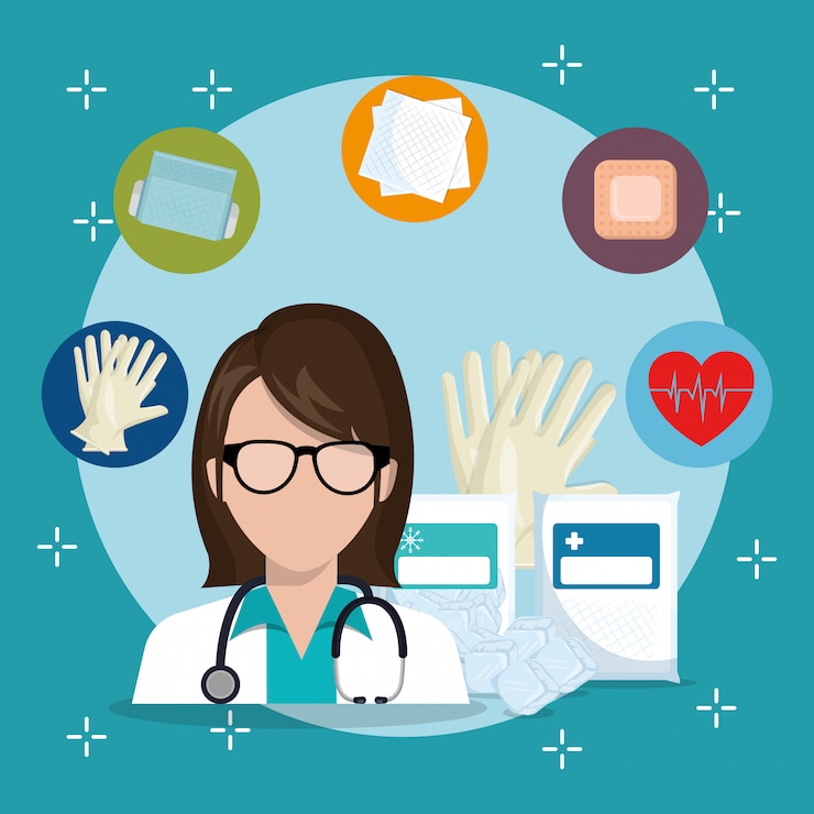 Vector gratuito médico con iconos de servicio médico
