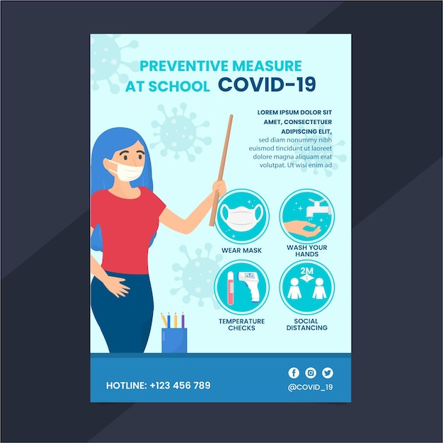 Vector gratuito medidas preventivas en la escuela - cartel
