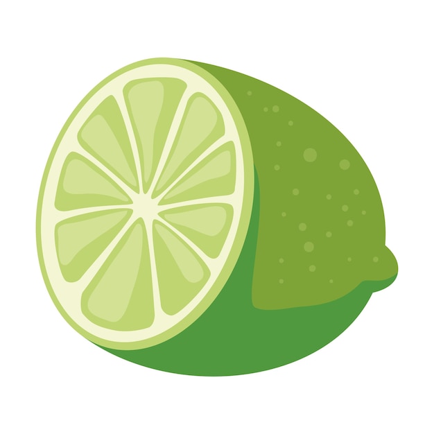 Vector gratuito medio fruto de limón en fondo blanco icono aislado