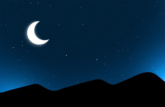 medio mes realista y fondo de cielo nocturno estrellado con efecto de luz