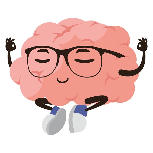 Meditación del cerebro de dibujos animados
