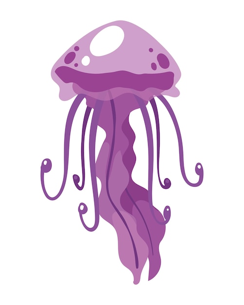 Vector gratuito medusa morada nadando vida marina animal