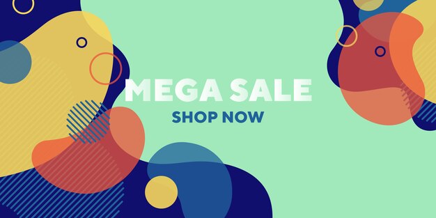 Mega banner abstracto de venta con formas dinámicas