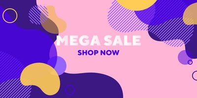 Vector gratuito mega banner abstracto de venta con formas superpuestas