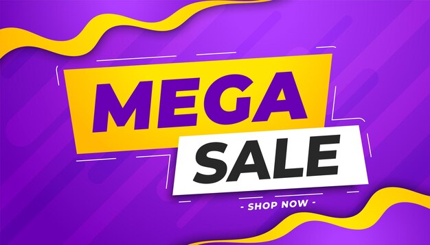mega banner de venta en estilo moderno y color púrpura