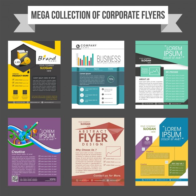 Mega colección de folletos corporativos o plantillas de diseño para informes de negocios y presentación