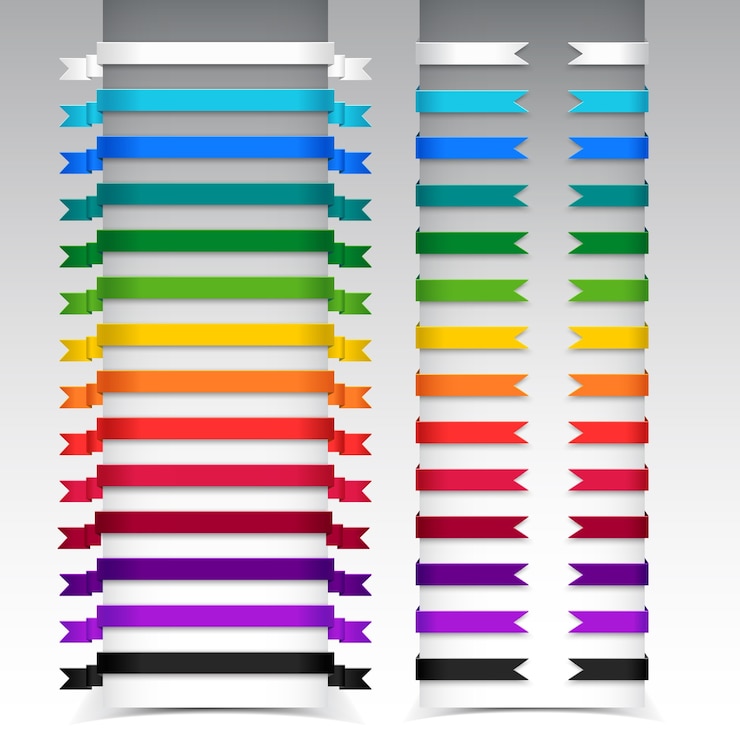 Vector gratuito mega colección de varias cintas de diferentes colores y formas enteras y partes