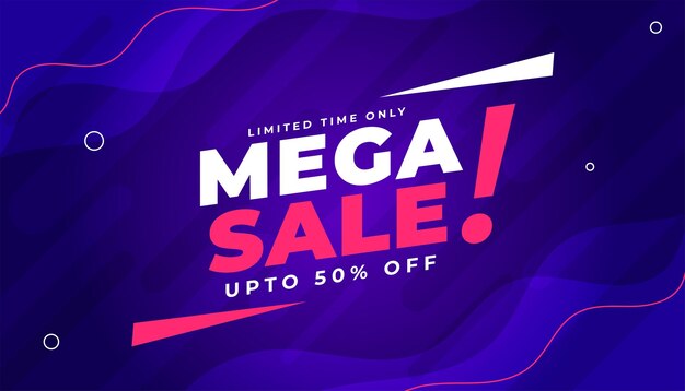 Mega oferta de venta banner obtener el 50 por ciento de descuento por tiempo limitado