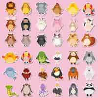 Vector gratuito mega pack de pegatinas de animales