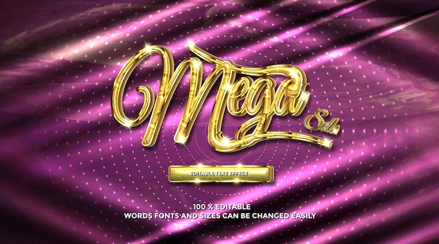 Mega venta de globos de oro con efecto de texto 3D estilo de texto