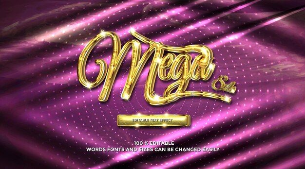 Mega venta de globos de oro con efecto de texto 3D estilo de texto