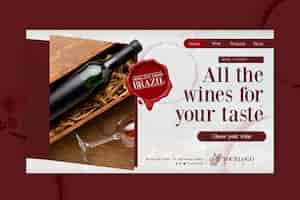 Vector gratuito la mejor plantilla de página de destino para eventos de cata de vinos