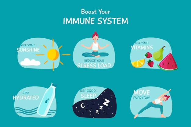 Vector gratuito mejora tu plantilla de infografía del sistema inmunológico