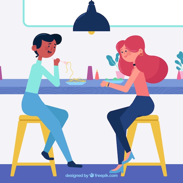 Mejores amigas almorzando en un bar