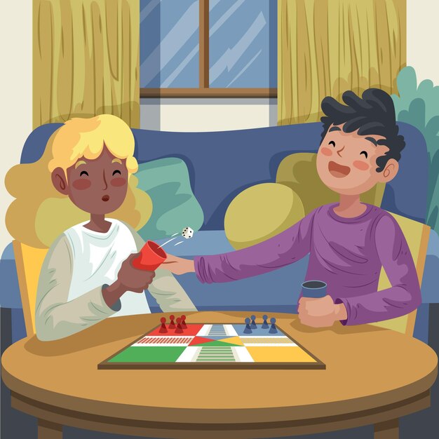 Mejores amigos jugando al juego de ludo