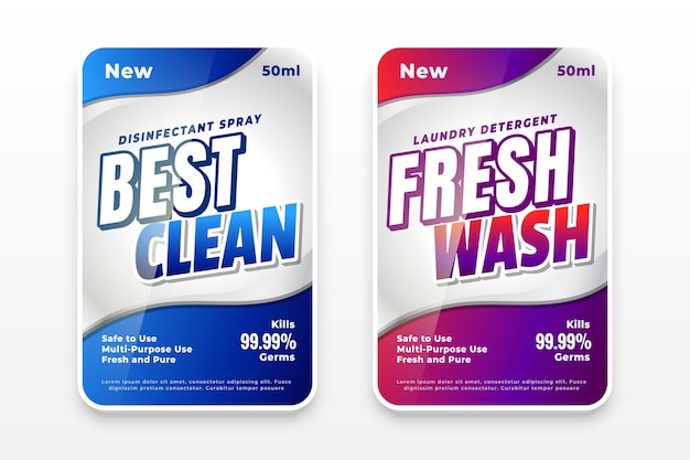 Vector gratuito las mejores etiquetas de detergente para ropa limpias y frescas