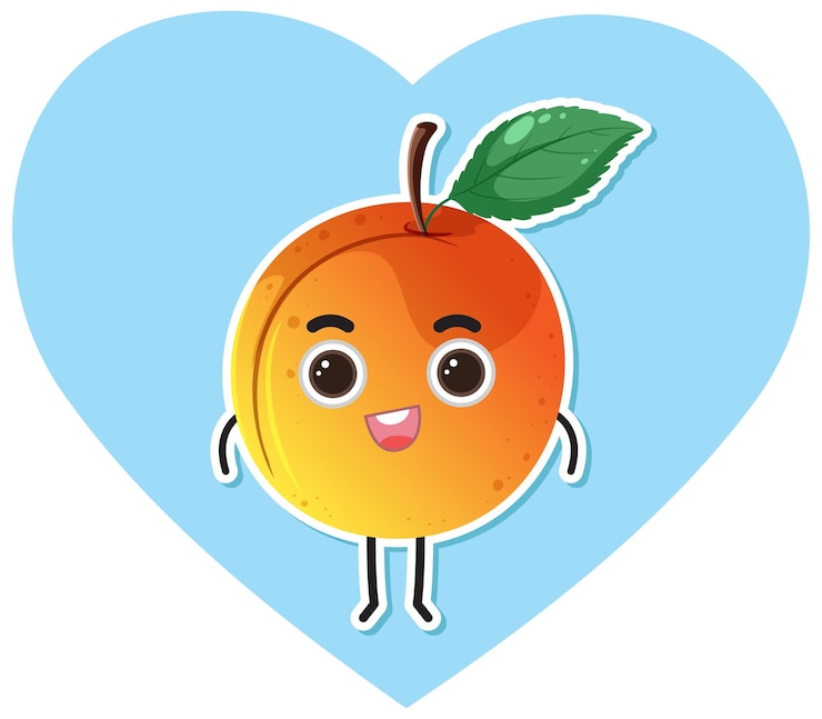 Vector gratuito melocotón con personaje de dibujos animados de cara linda