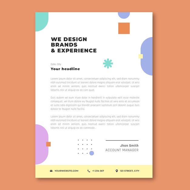 Membrete de diseñador gráfico de diseño plano
