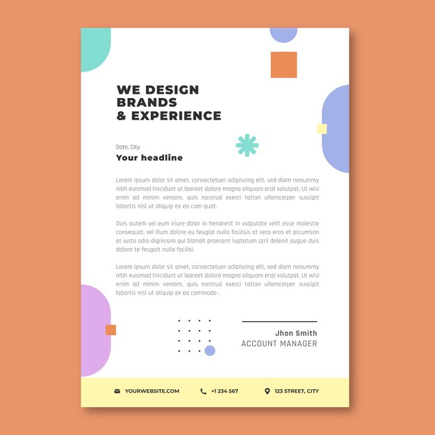 Membrete de diseñador gráfico de diseño plano