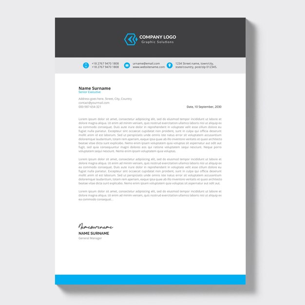 Membrete de empresa moderno con diseño profesional
