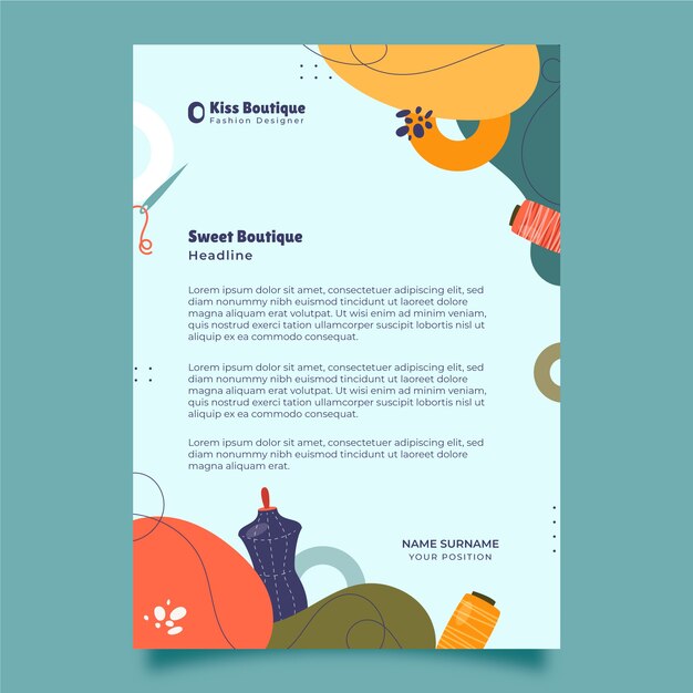 Membrete de paquete de negocios de diseño plano dibujado a mano
