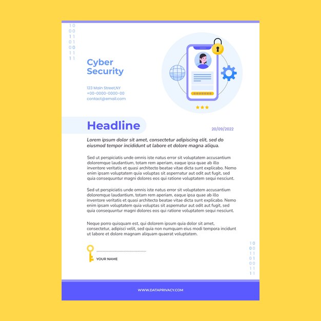 Membrete de privacidad de datos de diseño plano