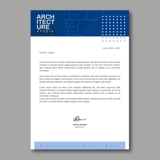 Membrete de proyecto de arquitectura minimalista