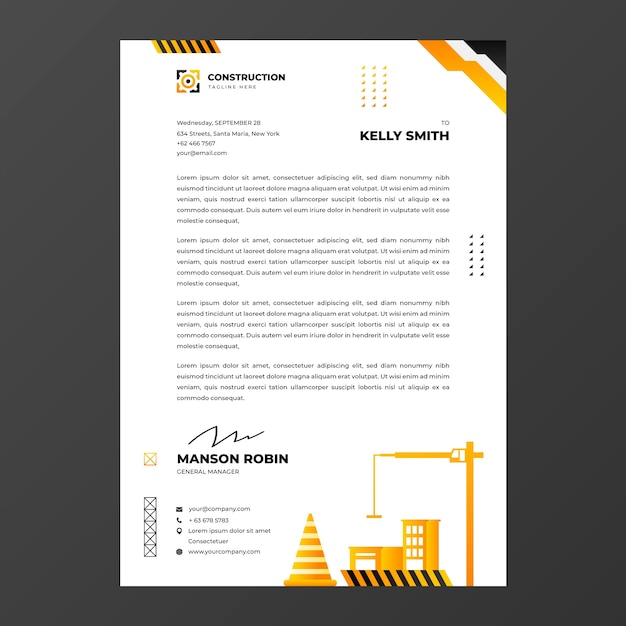 Membrete de proyecto de construcción degradado