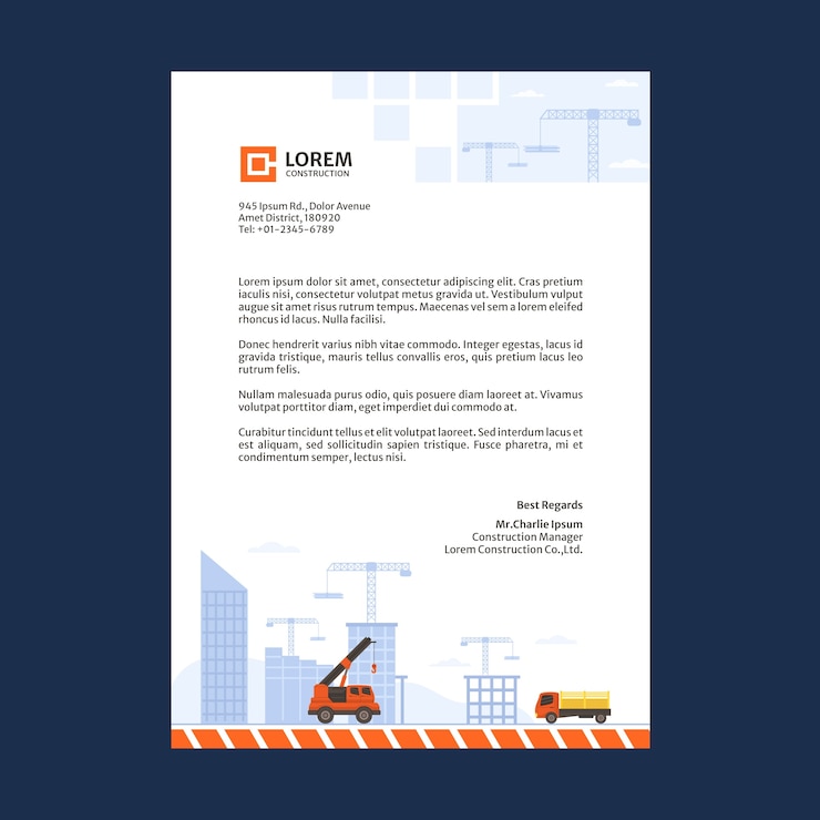 Vector gratuito membrete de proyecto de construcción dibujado a mano