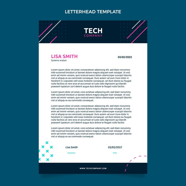 Membrete de tecnología mínima de diseño plano