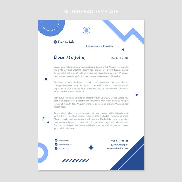 Membrete de tecnología mínima de diseño plano