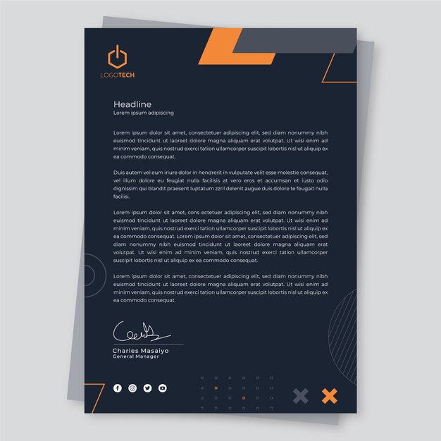 Membrete de tecnología mínima de diseño plano