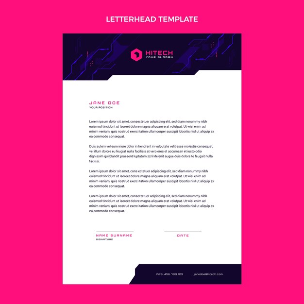 Membrete de tecnología mínima de diseño plano