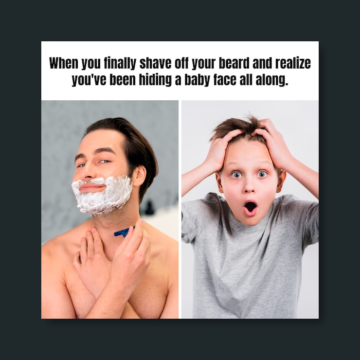 Vector gratuito meme cuadrado de afeitado de barba simple